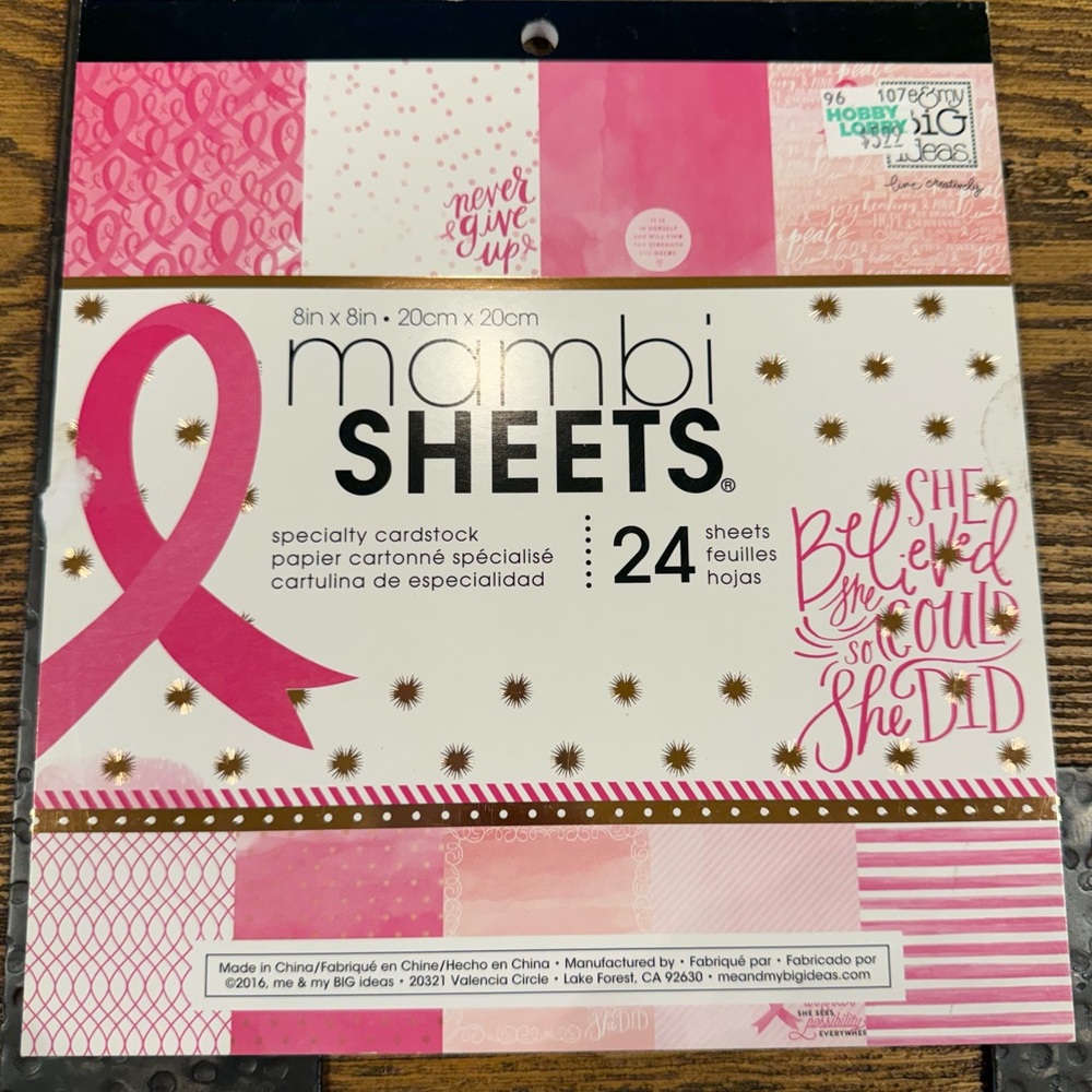 Mambi Pink and Gold Specialty Cardstock Sheets
